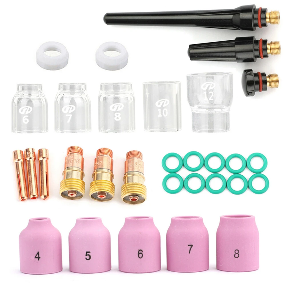 1Set TIG Welding Gun Accessories For WP-17/18/26 TIG Welding Torch Gas Lens #6/7/8/10/12 Glass Cup Kit Tool Accessor 2