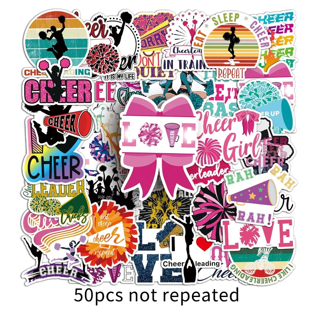 10/50pc Cheerleaders Cheer Piccoli adesivi impermeabili per le ragazze Bottiglia d'acqua Notebook Laptop Cancelleria da parete Scrivania Scrapbook Decor  26