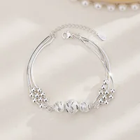 Fashion 925 Sterling Silver Bracelets for Women Simple Korean Multi Layer Coil Adjustable Bracelets Party Wedding Jewelry Gifts