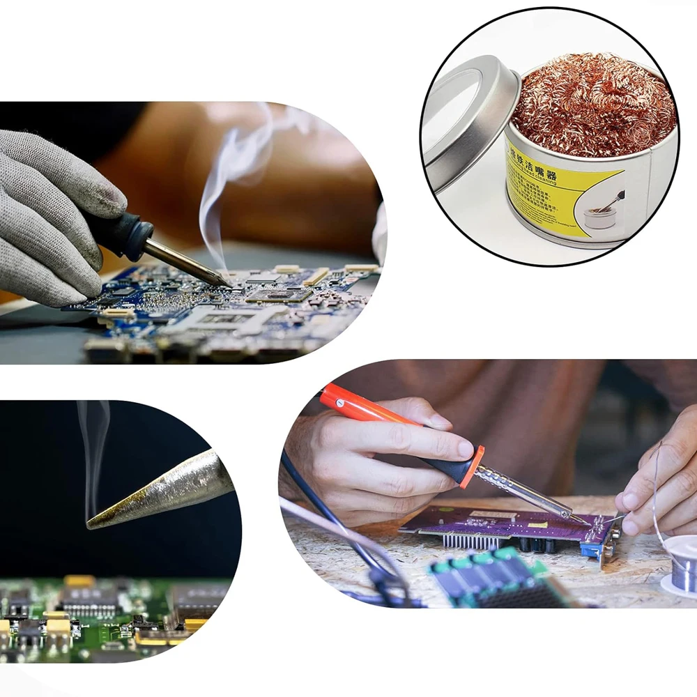 Soldering Iron Tip Cleaner Desoldering Cleaning Ball Welding Soldering Iron Mesh Filter Metal Wire Stand Steel Ball Tin Remover 5