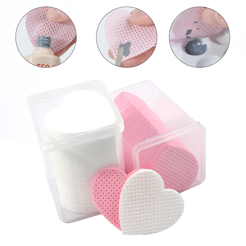 

200PCS/Box Pink Lint-Free Paper Cotton Wipes Eyelash Glue Remover Wipe Clean Cotton Sheet Nails Cleaner Love Cotton Pads