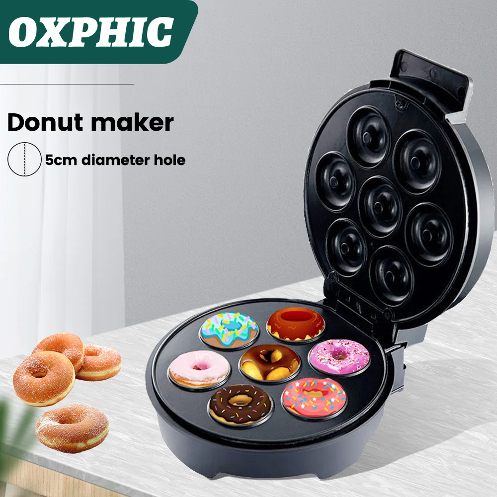 

OXPHIC 110/220V Donut Maker Breakfast Machine Sandwich Waffle Machine Doughnut Machine 7 Holes with temperature control