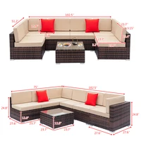 7pcs  Brown  Rattan Sofa Set 2