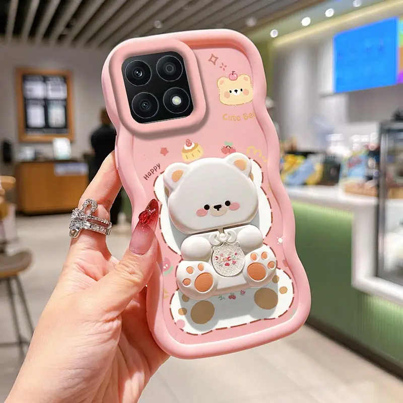 X8A Freche Katze Halterung Wellenförmige Silikon Telefon Fall Für Honor X9C X9B X9A X8 X8C X8B X7A X7 X7C X6C X6B X6A X6 X7B Abdeckung