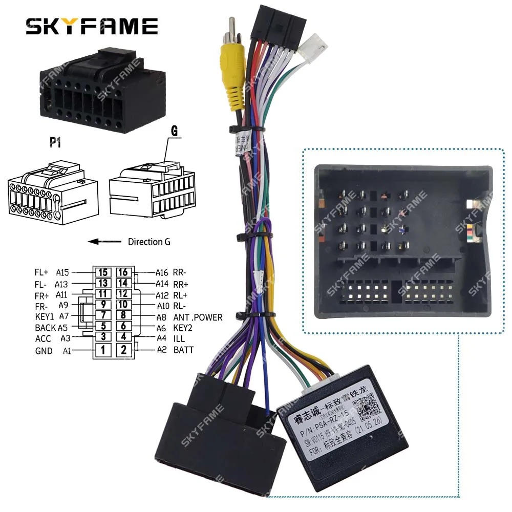SKYFAME Car 16Pin Wiring Harness Adapter Canbus Box For Citroen Peugeot Series Berlingo C-triumph C-elysee C-qurtre