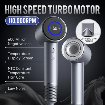 Asciugacapelli ionico professionale Asciugacapelli ad alta velocità 110000 RPM per motore brushless ad asciugatura rapida Strumenti per acconciature a basso rumore per la casa 1