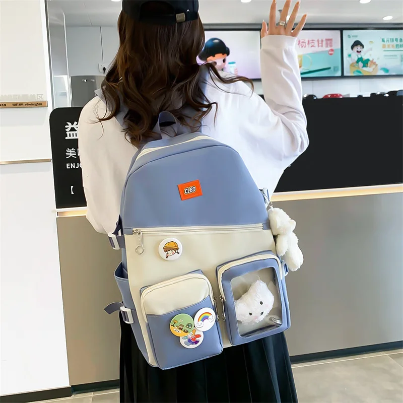 5 Set Backpack For Teenger Girl Cute BookBags Water Proof School Bags For Woman 2022 High Capacity Backpack Student Bag Female