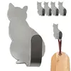 6Pcs Cat Hooks Self-adhesive Door Wall Hook For Kitchen Bathroom Towel Key Holder Rack Stainless Steel Metal Hook Home Supplies 5