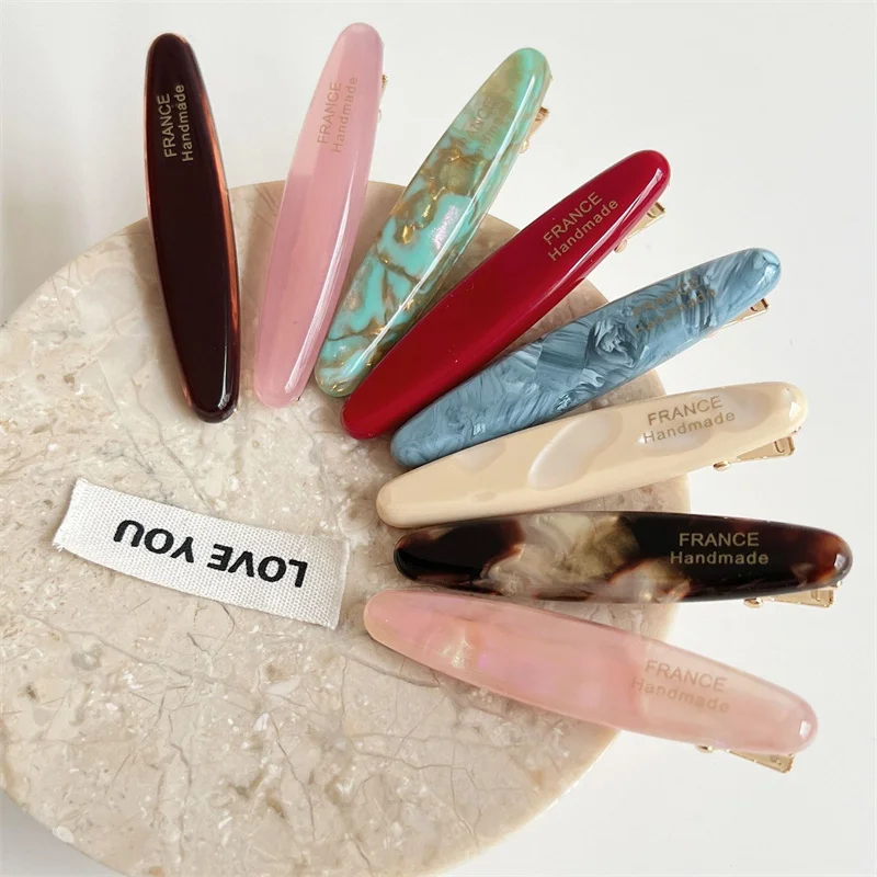 2 teile/satz Acetat Haar Clip Oval Geometrische Seite Pins Bunte Haarnadel Elegante Süße Frauen Haar Zubehör – Detail 3
