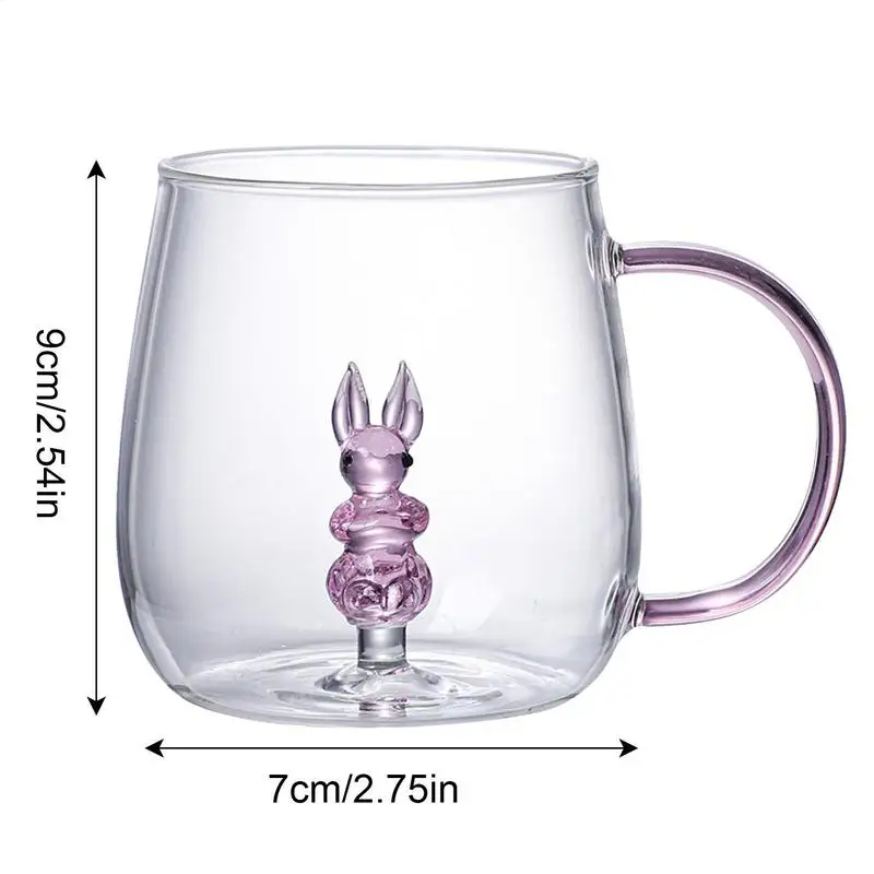 3D Animal Coffee Mug 380ml Transparent 3D Animal Borosilicate Glass Drinking Cups Portable Coffee Cups for Cold & Hot Drinks