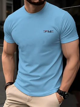 T-shirt da uomo a maniche corte estiva slim fit girocollo traspirante, t-shirt a maniche corte con stampa semplice e versatile.