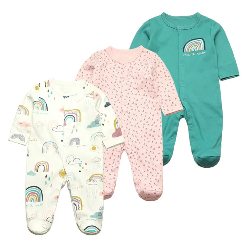 Newborn Baby Girl Clothes Long Sleeve Cotton Cartoon Printed Baby Romper Infant Jumpsuits Kids Clothes Climb Suit 3PCS/Lot baby clothes