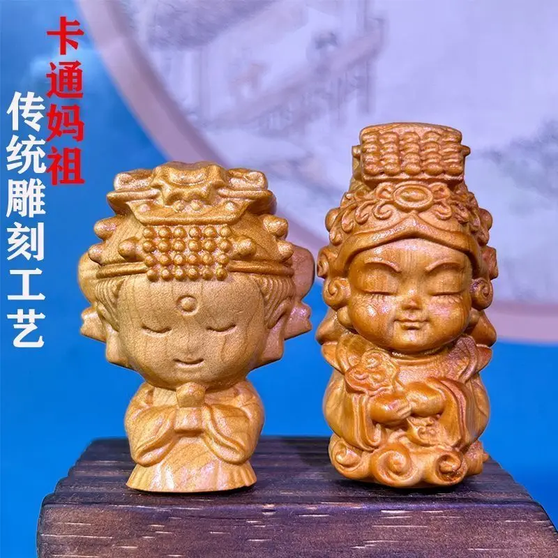 

Мультяшная резка по дереву Mazu Empress Thuja для офиса, рабочего стола, гостиной, креативное милое украшение для дома и украшения дома