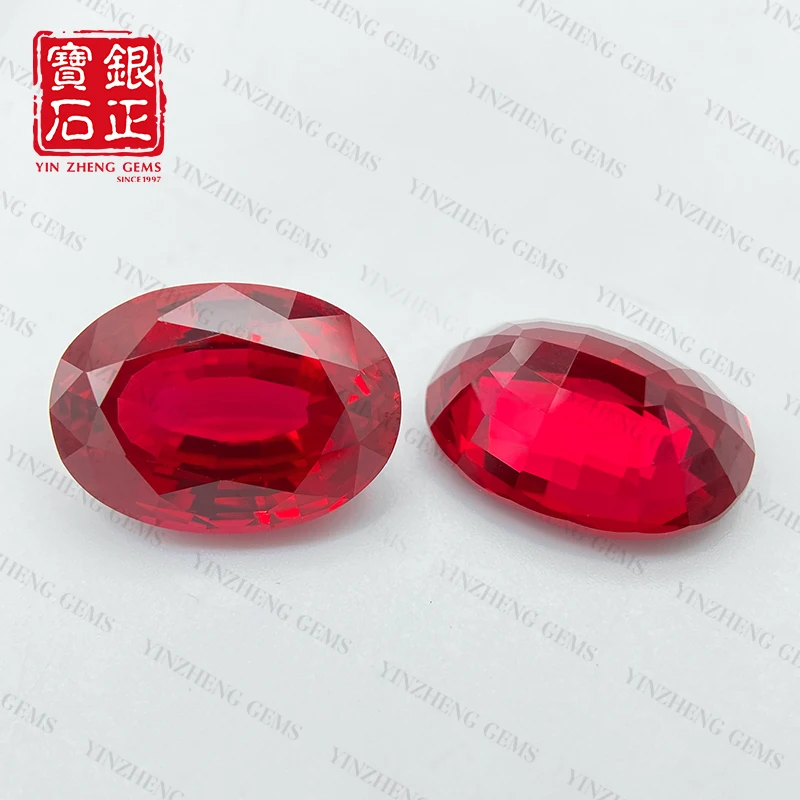 YinZheng Flame Melted Provide AGL Or GRC Certificate Oval Shape Pigeon Blood Ruby Loose Gemstones Ruby Synthetic Cultivate