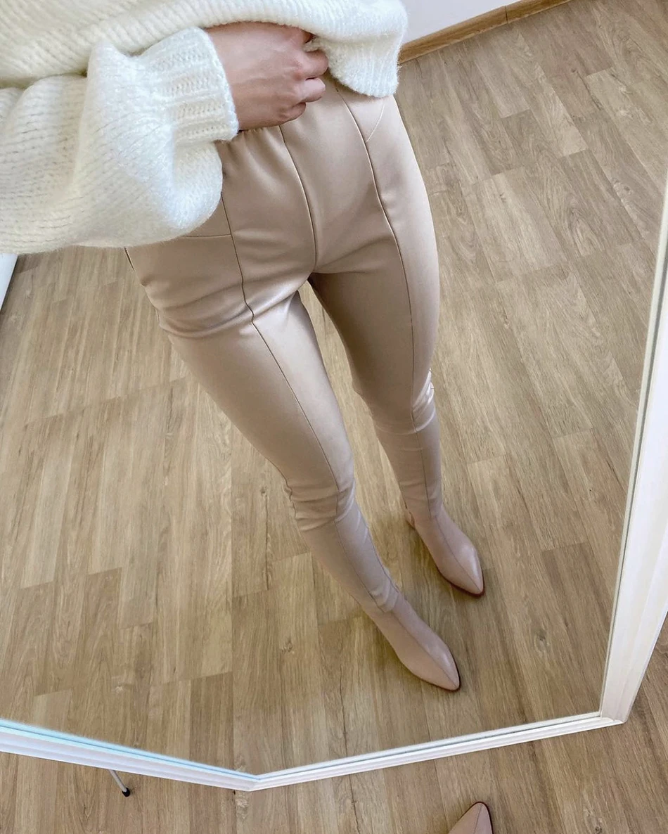 Discover 66+ cream faux leather leggings super hot