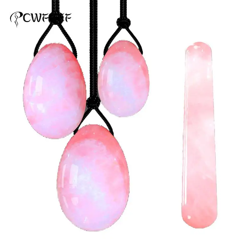 

Rose Quartz Yoni Egg Set Vaginal Tightening Love Egg Kegel Exerciser Natural Stone Crystal Yoni Wand Feminine Hygiene Product