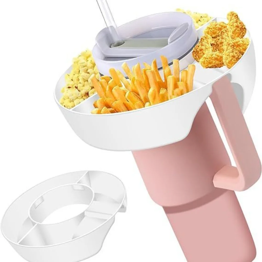 1 Pcs Snack Bowl for Stanley Cup Tumbler Snack Tray 40oz Tumbler with Handle Reusable Snack Plates Container Cup Accessories 4