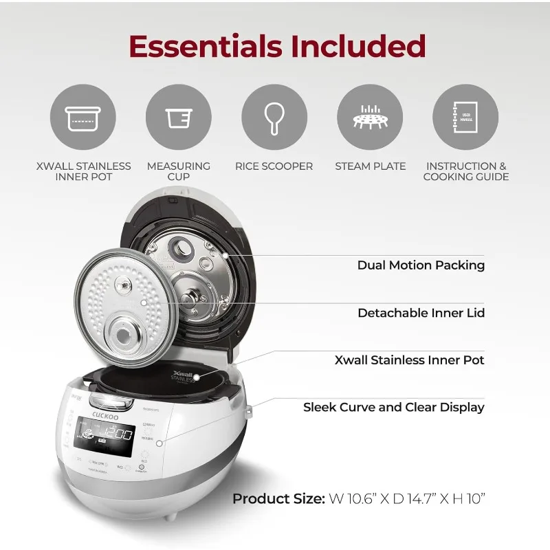 6-Cup (Uncooked)/12-Cup (Cooked) Induction Heating Pressure Rice Cooker with Nonstick Inner Pot,16 Menu Modes,Auto Clean (White) 2