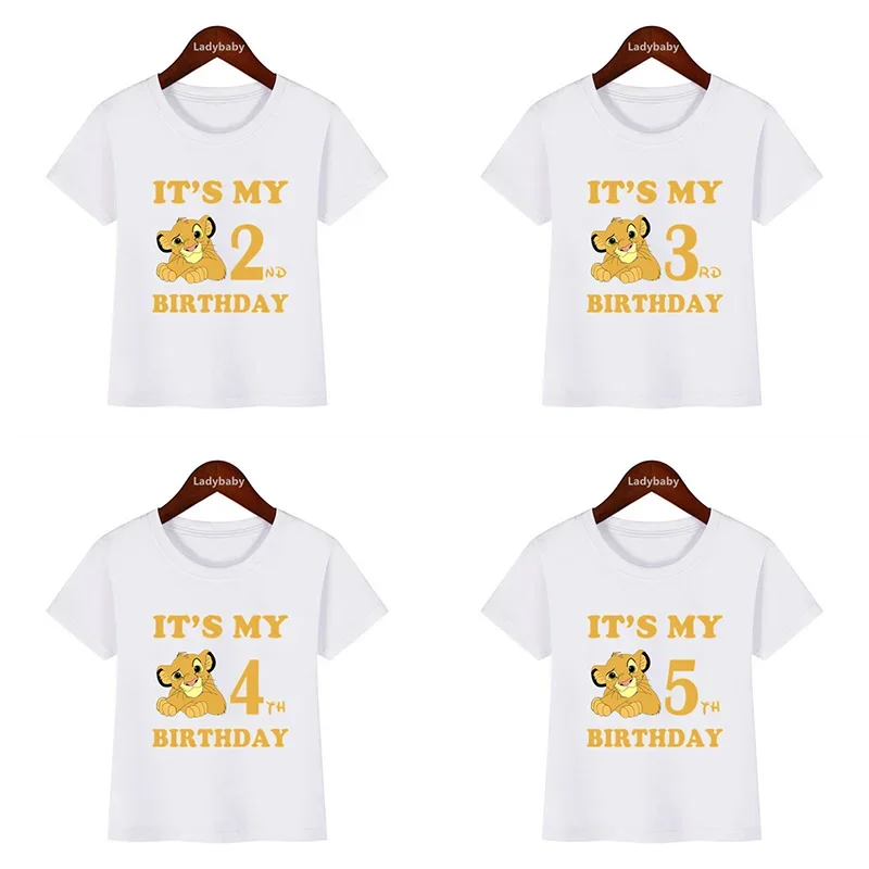 

Disney Lion King Cute Simba Print Kids Clothes It's My 1 2 3 4 5 6 7 8 9 Years Birthday Boys Girls Tshirt Baby Children T-Shirts