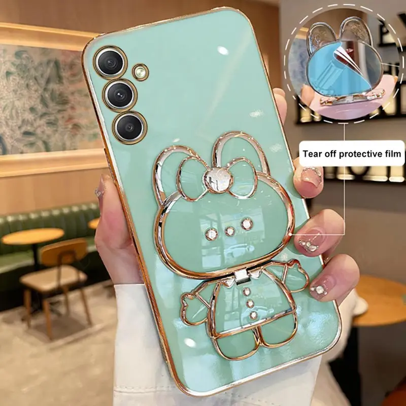 Premium Mirror Plating Phone Holder Case with Stand Cover – Stylish Protection