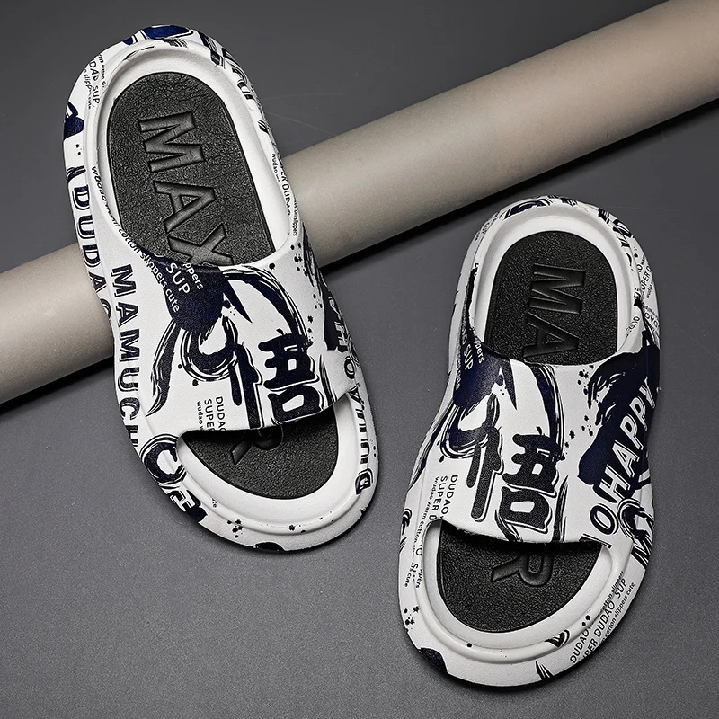 Tofflor för kvinnor och män Halkfria tofflor för inomhus utomhus Mjukt skum skjutreglage med tjock sula_voghion.com