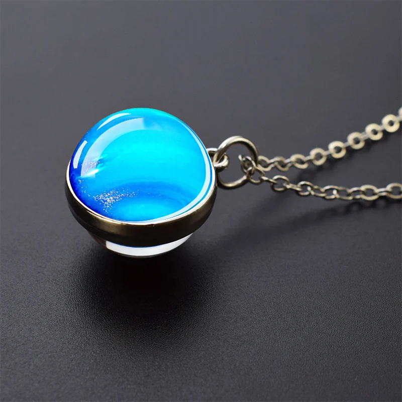Celestial Galaxy Pendant Necklace – Double-Sided Glass Ball Astronomy Jewelry Gift