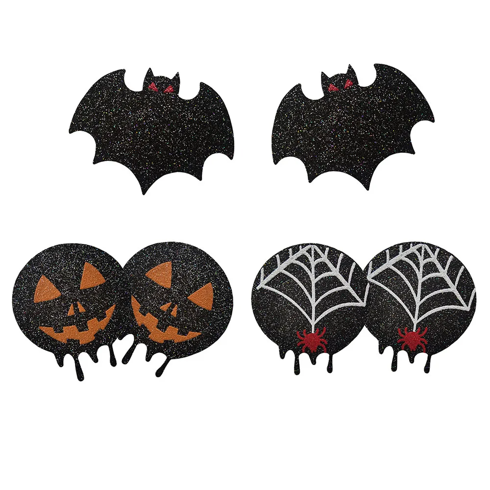 

1 Pair Adhesive Nipple Cover Halloween Bat Pumpkin Spider Shape Nipple Cover Disposable Breast Pasties Invisible Bra Stickers