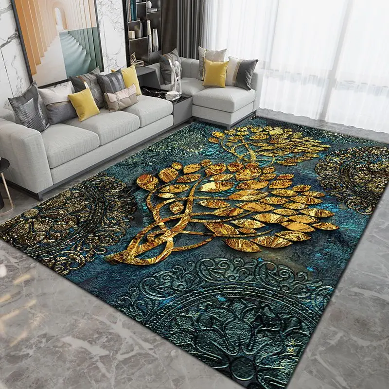 High Elasticity Living Room Rugs Gold Nordic Style Lobby Bedroom Window  Carpet Large Area Short Velvet Floor Mats Fluffy Carpets