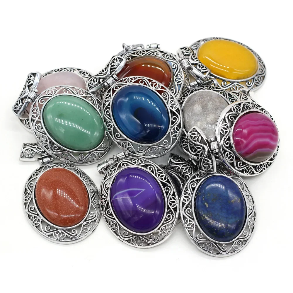 

5PCS Natural Semi Precious Stone Pendant Retro Agates Charms for DIY Jewelry Making Necklaces Bracelets Earrings Size 47x70mm