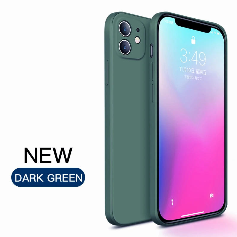 thumbnail image 1 of Funda de silicona líquida con borde cuadrado Original para iPhone, 15, 14, 13, 12, 11 Pro Max, Xs, XR, 7 Plus, 15Pro, protección de lente con logotipo, 1 of 5