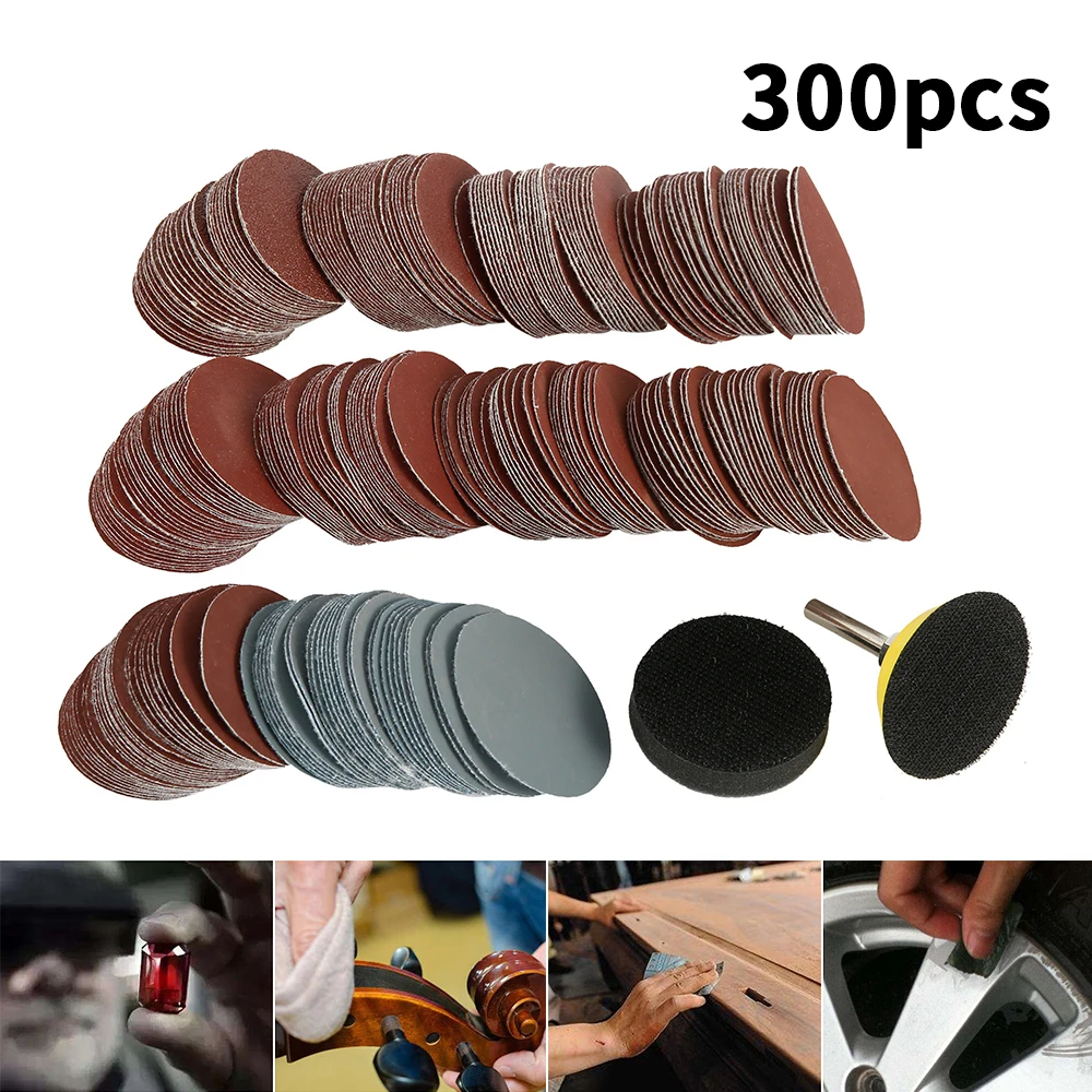

300pcs Sanding Discs 2 Inch Alumina Sanding Pads 80-3000 Grit Sanding Paper Flocked Sanding Sheet Polishing Sandpaper for Metal