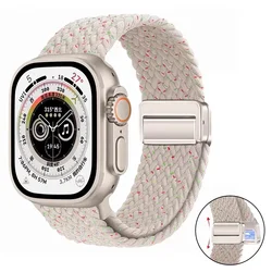 Breathable Nylon Loop Strap with Magnetic Closure - 44mm 45mm 46mm 49mm (Spring cherry color)