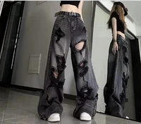Vintage High Waist Denim Pants Ripped Jeans Women Fashion Loose Wide Leg Straight Pants Y2k Streetwear Female - Image 3