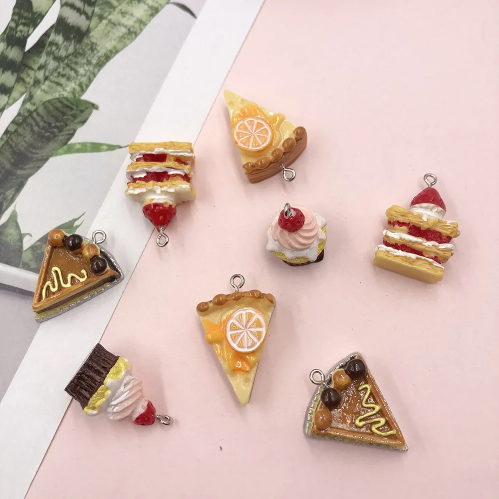 10Pcs Mini Cake Resin Charms for DIY Craft Earrings Necklace Bracelet Jewelry Making Accessories Flat back Cabochon Pendants