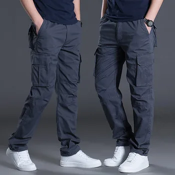Pantaloni cargo a gamba dritta da uomo con tasche multiple in cotone 2025 Pantaloni larghi casual da esterno Pantaloni da lavoro da uomo per escursionismo tattico 1