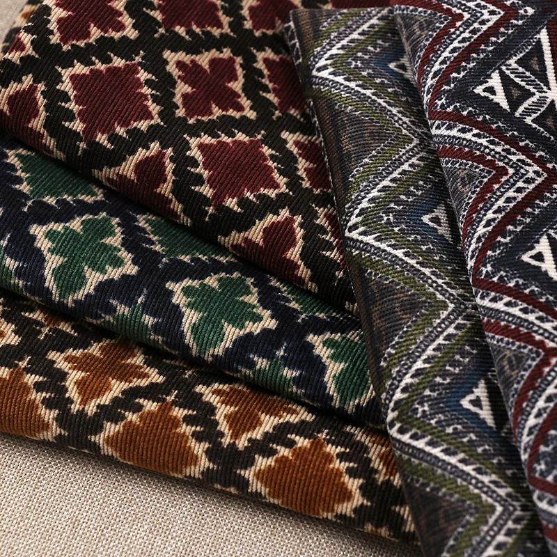 

Corduroy Geometric printed wick velvet fabric Women's fashion pants dress fabric tablecloth polyester DIY Handmade sewing