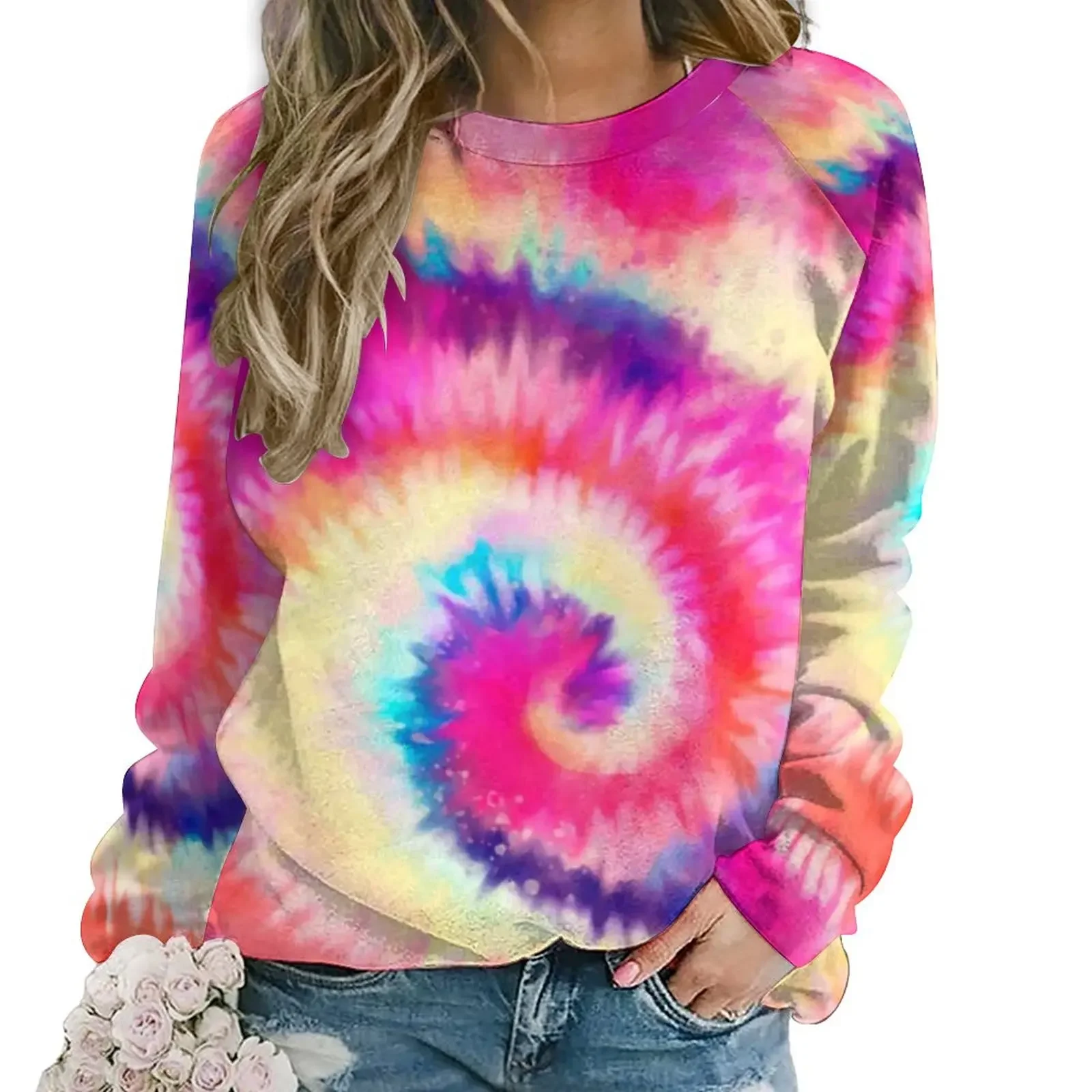 

Rainbow Swirl Hoodies Lady Long Sleeve Ombre Tie Dye Cool Casual Hoodie Hot Sale Autumn Street Style Oversize Design Sweatshirts