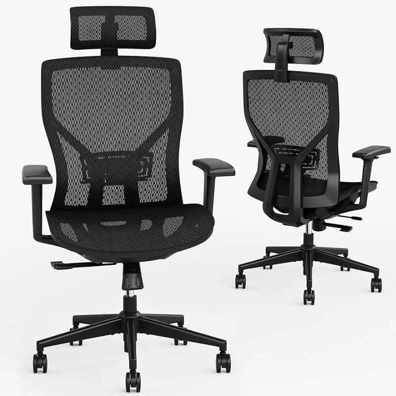 

Ergonomic Office Chair with Adjustable Lumbar Support, High-Back Mesh Desk Chair with Sliding Seat