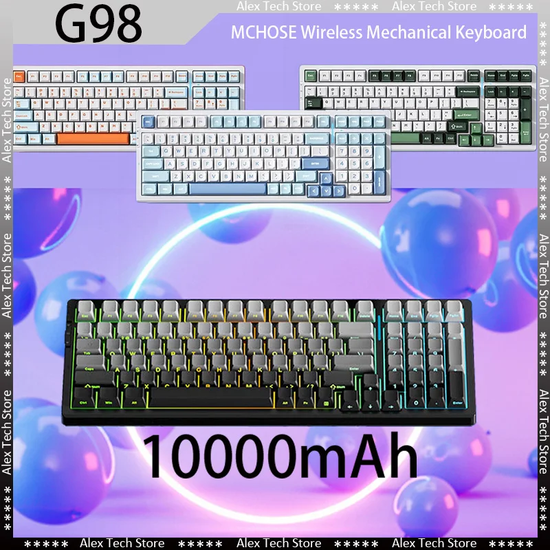 

Механическая беспроводная клавиатура, 10000 мАч, 3 режима, 2,4 ГГц, Bluetooth