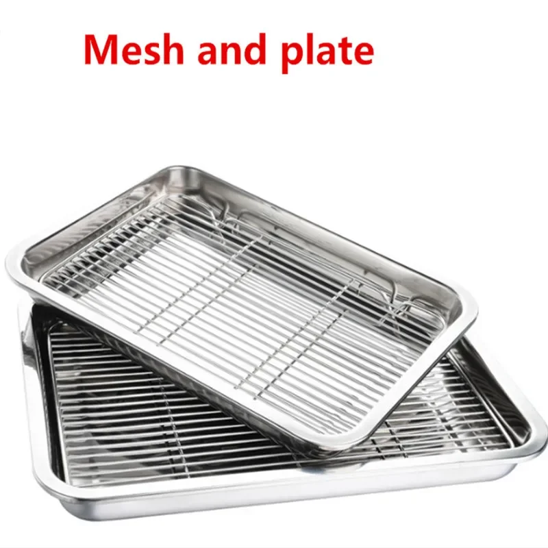 Wire Steaming Kebab Barbecue Mesh Rack BBQ Grill Mesh Tool Net Carbon Stainless Steel deep Square Plate cafeteria Storage trays