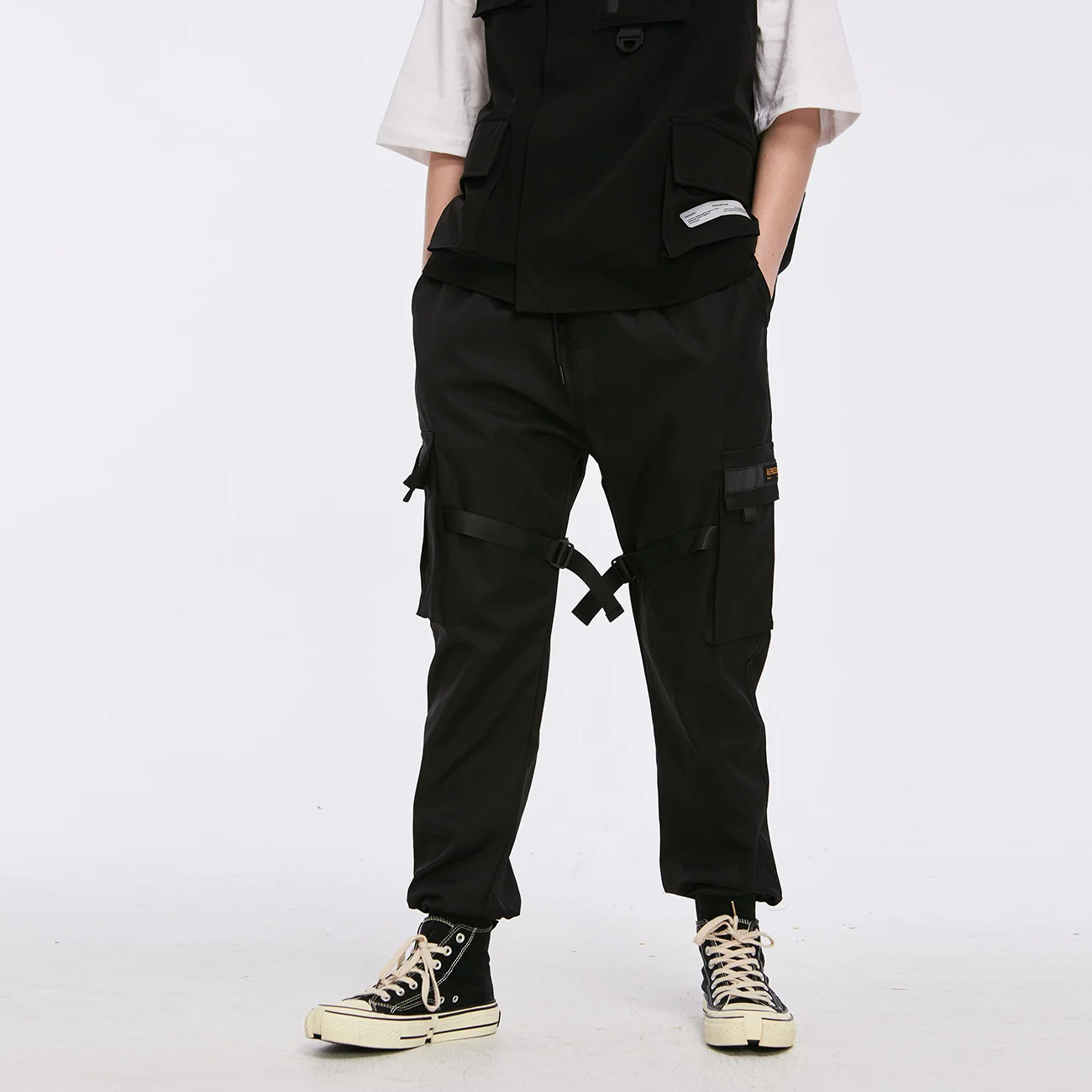 best business casual pants Pants Cargo Men Ribbons Hip Hop Pocket Streetwear Harajuku Techwear Trousers Harem Joggers Sweatpants Black Bottom Clothes big and tall casual pants