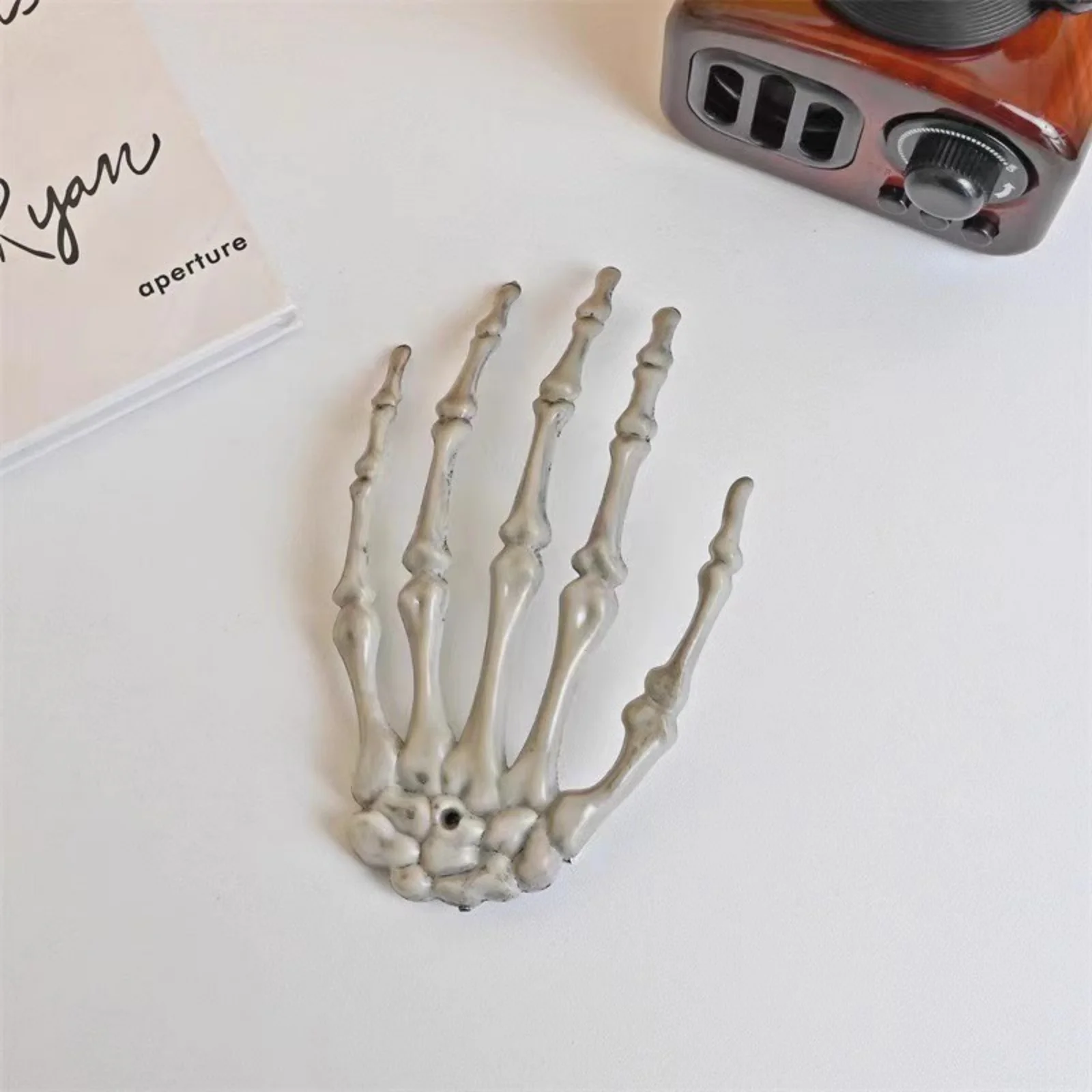 1PC Spooky Skull Hand Hair Clip With Red Rose & Black Veil, Halloween Gothic Hair Accessory