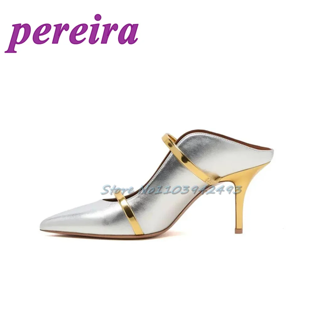 Sandales à talons à lanières argentées, bout pointu peu profond, chaussures De luxe De styliste, été 2025 1 Sandales à talons à lanières argentées, bout pointu peu profond, chaussures De luxe De styliste, été 2025 1