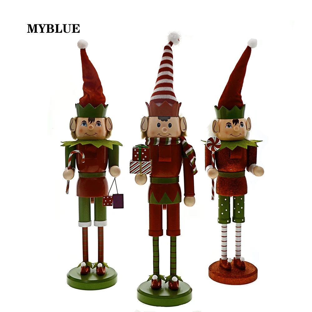 Elf Christmas Decoration Figure Wood Nutcracker Christmas Decoration Year Aliexpress