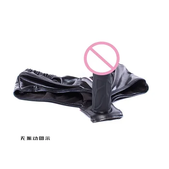 PU Leather Thong Underwear Chastity Pants Belt Invisible with Double Plug BDSM Inside Anal Plug Bdsm Bondage Dildo No Vibrating 5