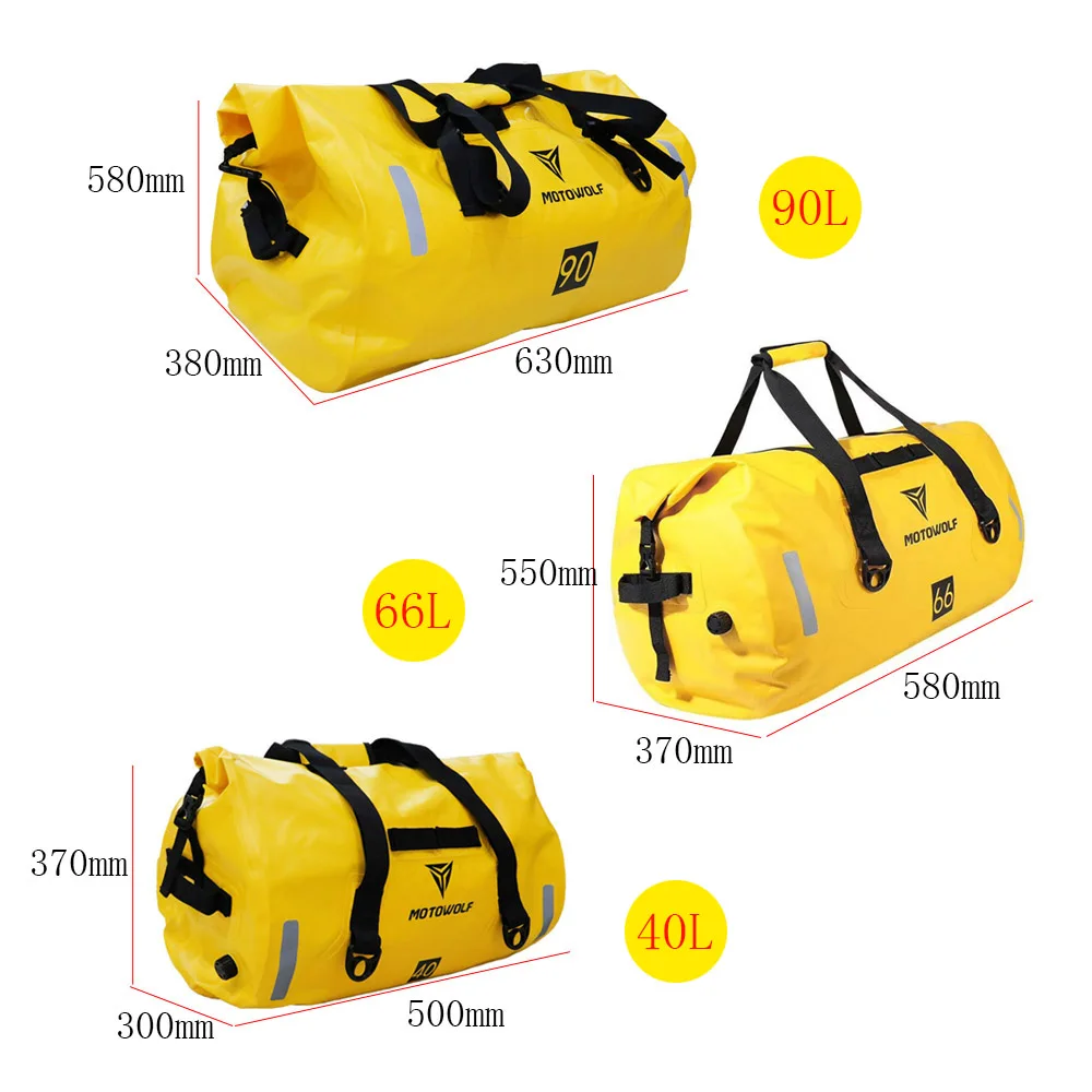 Motorcycle Bag Outdoor PVC Dry Sack Bag Waterproof 40L 80L 90L Shoulder Bag Diving Swimming Hiking Driving Travel Kits motorcycle luggage bag