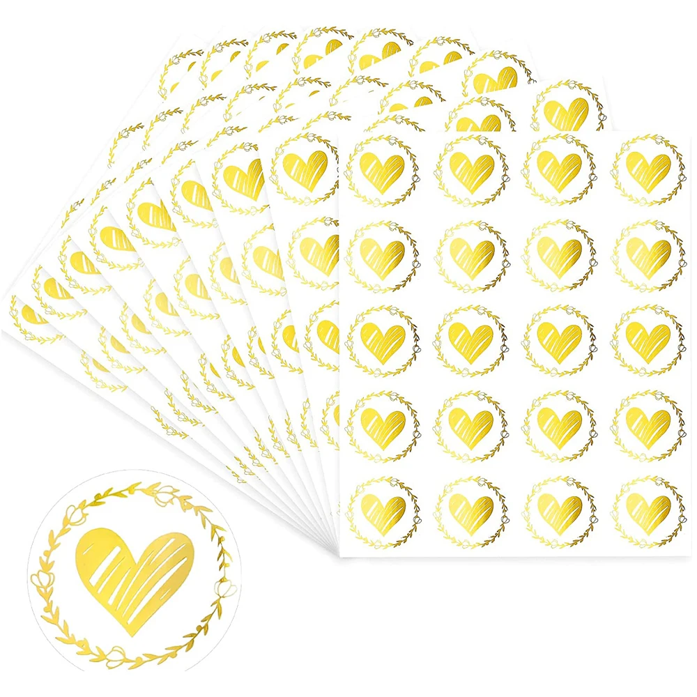 80-160pcs Envelope Seals Label Scrapbooking Transparent Bronzing Heart Stickers for Wedding Party Gift Decoration Label Stickers