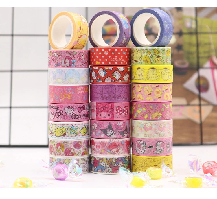 Kawaii My Melody Cinnamoroll Kuromi DIY Decorative Washi Tape Anime  Sanrioed Cute Girl Heart Material Tape Stickers