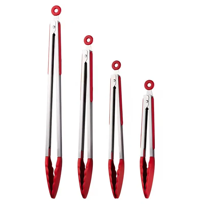 Food Grade Silicone Stainless Steel Anti-Scalding Food Tongs High Temperature Resistant Barbecue Tongs Food Grade Silicone Stainless Steel Anti-Scalding Food Tongs High Temperature Resistant Barbecue Tongs