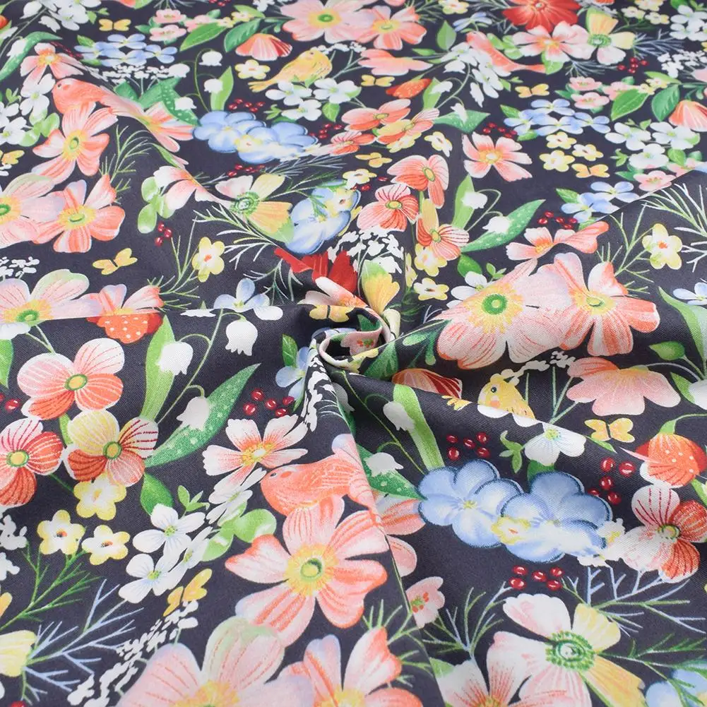 Chainho,Printed Twill Weave Cotton Fabric,DIY Sewing Quilting Material,Patchwork Cloth,Floral Series,4 Specification,CC351